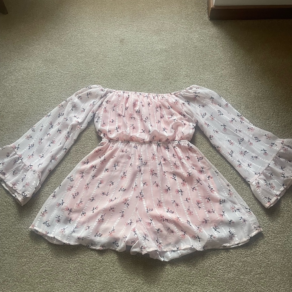 Floral pink romper Line and Dot size XS